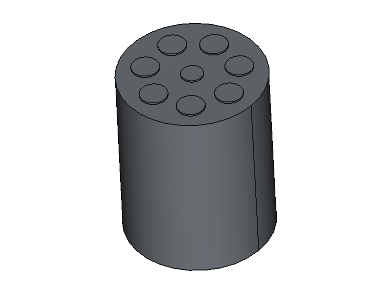 Cylinder block with central bore and circular piston bore pattern